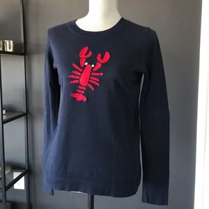 Adorable J.Crew navy sweater with red lobster